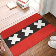Anti-Slip Doormat with Amsterdam Flag Design Durable Polyester Rug for Living Room or Balcony