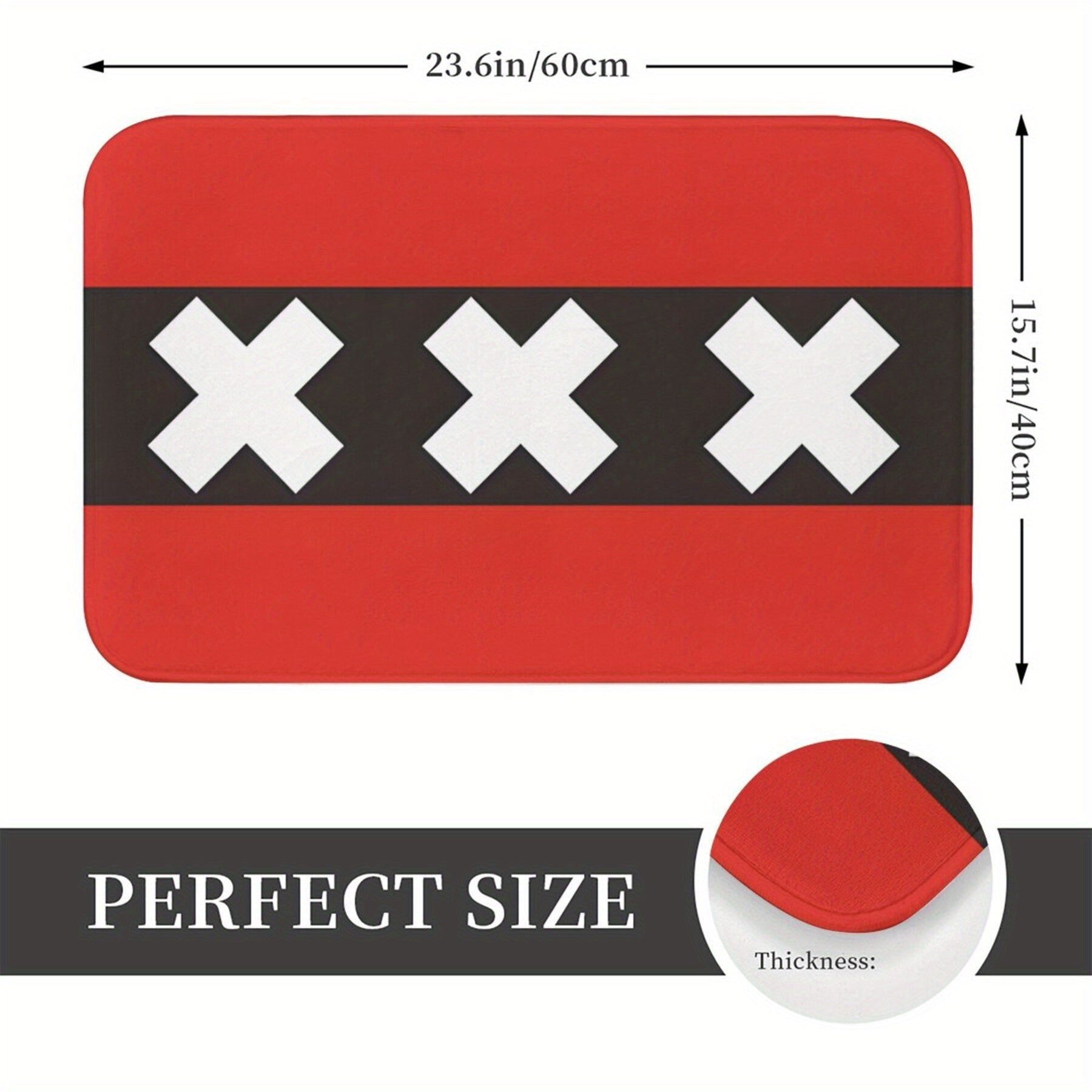 Amsterdam bayrog'i dizayni bilan anti-slip mato, uzoq muddatli polyester gilam, yashash xonasi yoki balkon uchun