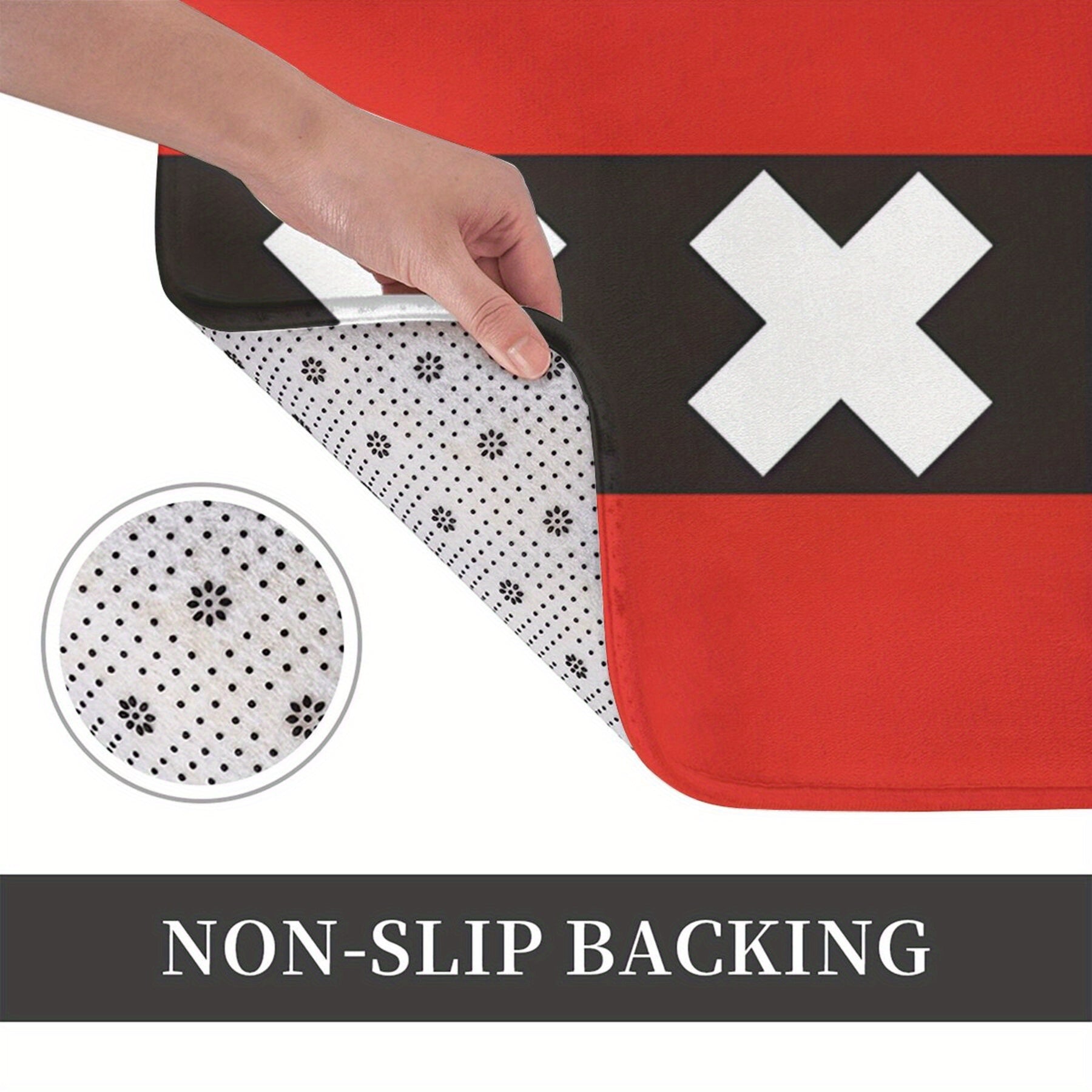 Anti-Slip Doormat with Amsterdam Flag Design Durable Polyester Rug for Living Room or Balcony