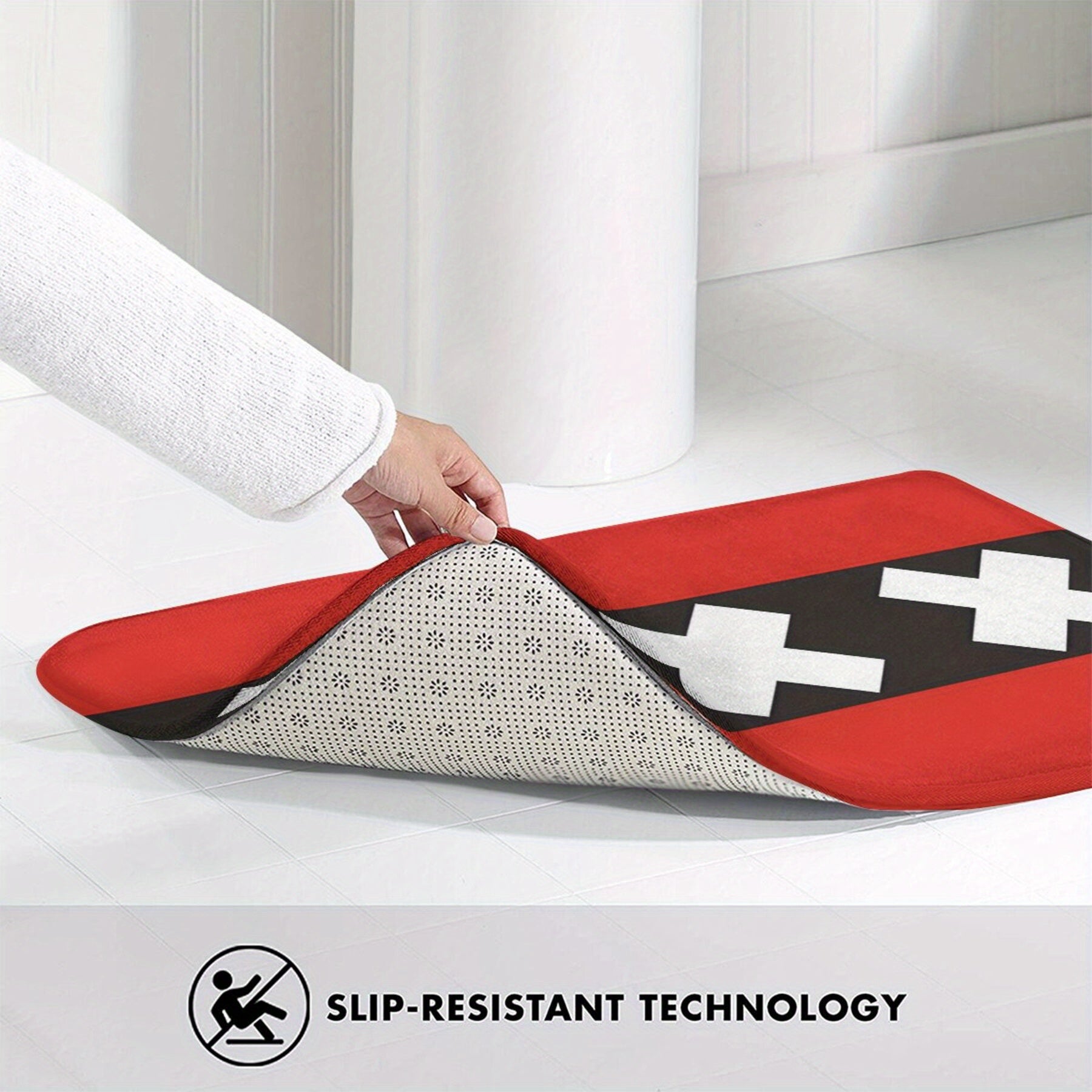 Anti-Slip Doormat with Amsterdam Flag Design Durable Polyester Rug for Living Room or Balcony