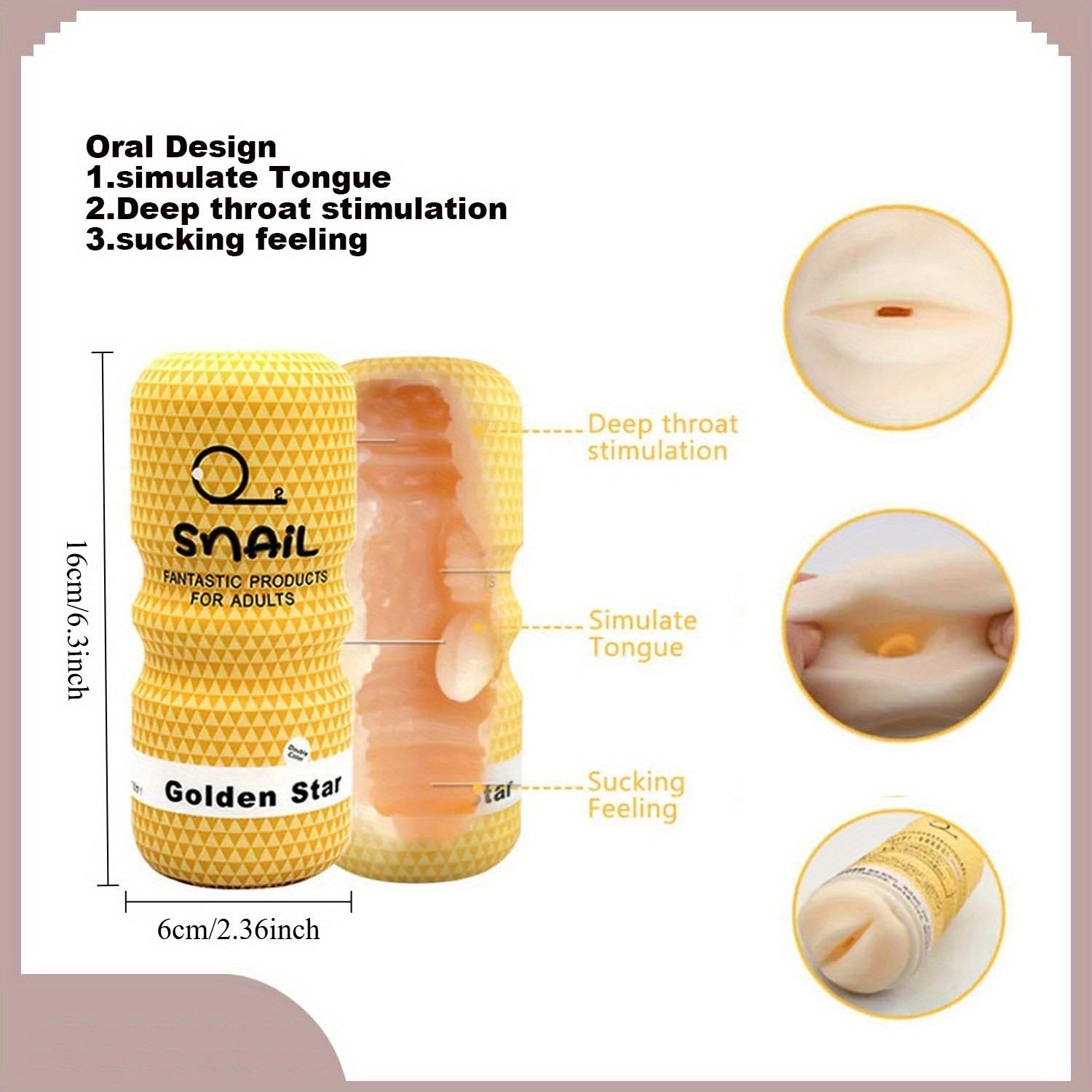 Men Realistic Vaginal and Anal Training Device TPE Black Yellow Textured