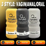 Men Realistic Vaginal and Anal Training Device TPE Black Yellow Textured