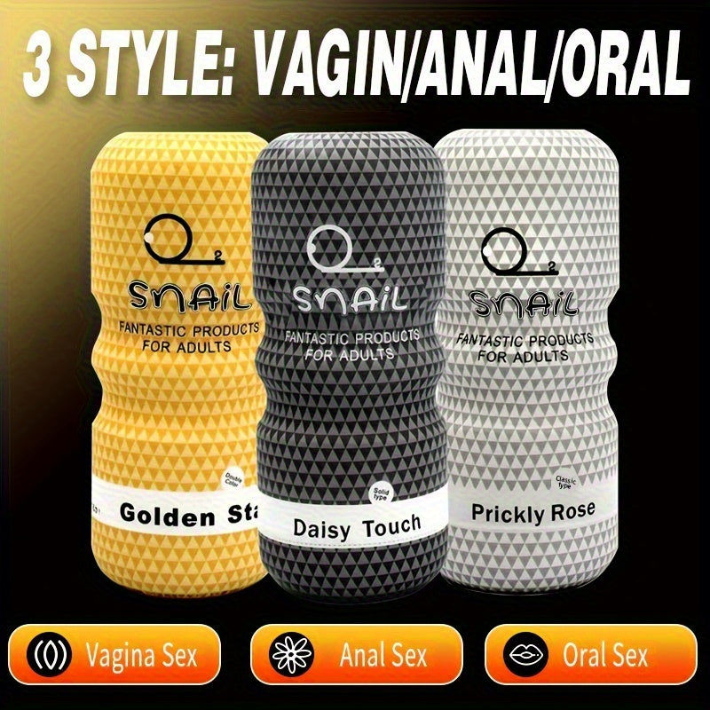 Men Realistic Vaginal and Anal Training Device TPE Black Yellow Textured