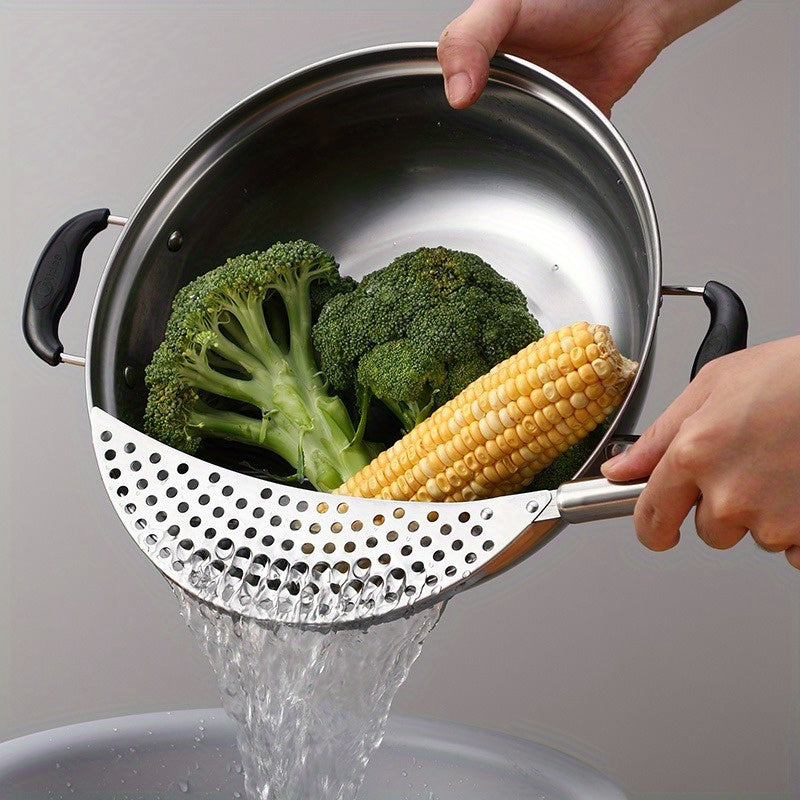 Colador de mano de acero inoxidable para pasta, verduras, frutas, herramienta de cocina