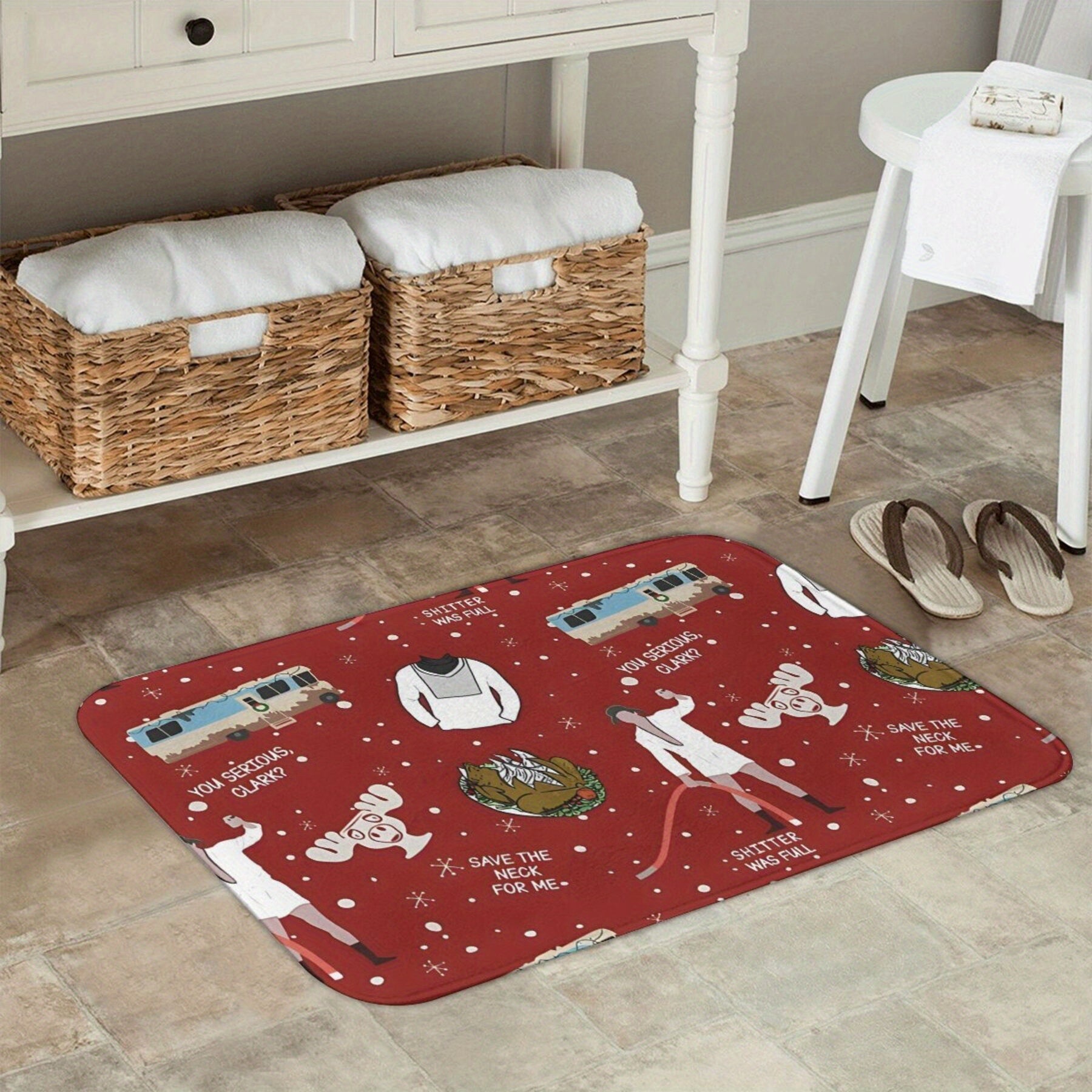 Christmas Vacation Cousin Eddie Shitters Full Bathroom Mat Non-Slip Rectangular Polyester Rug