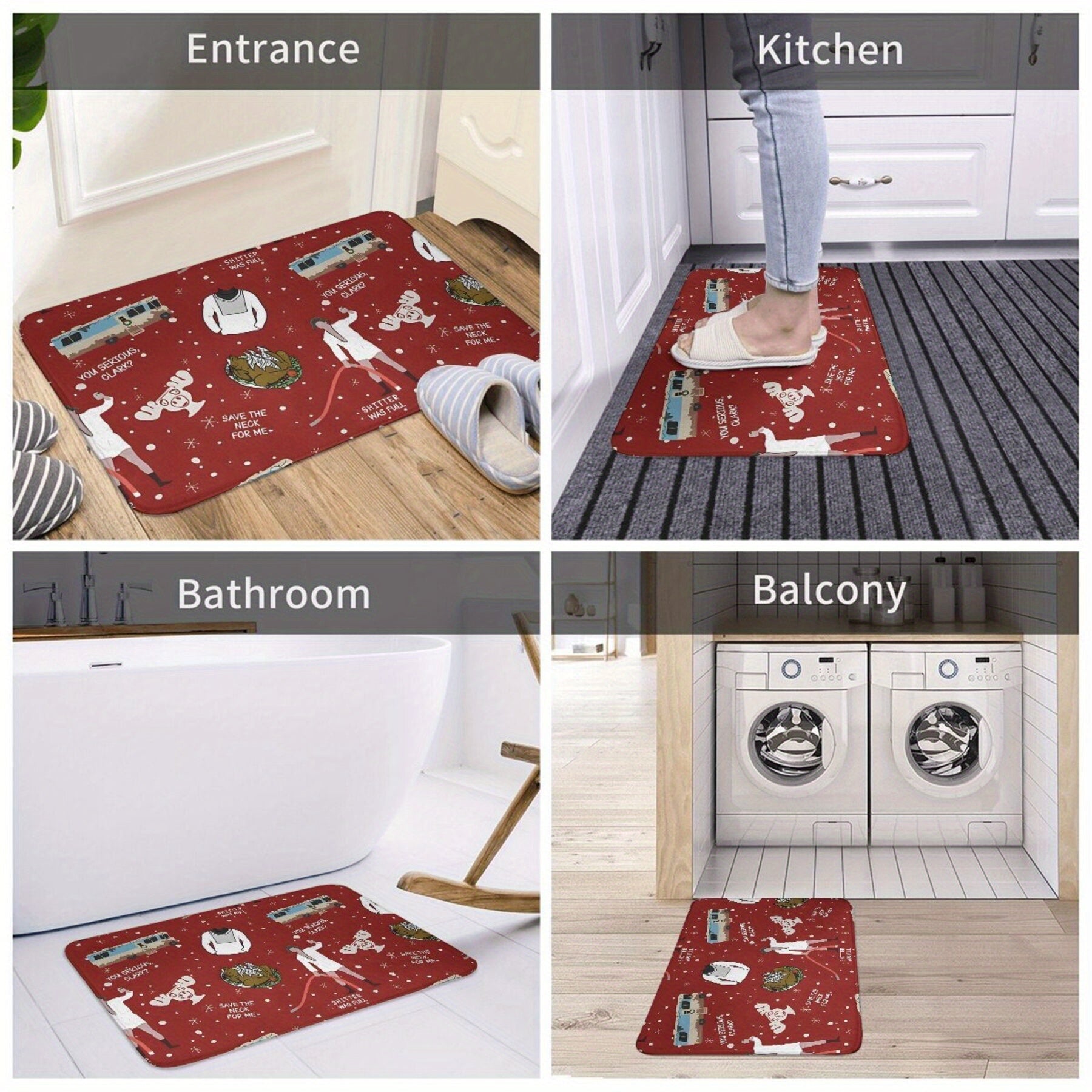Christmas Vacation Cousin Eddie Shitters Full Bathroom Mat Non-Slip Rectangular Polyester Rug