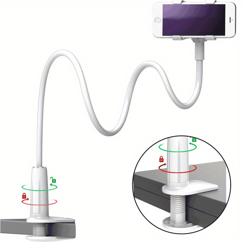 Adjustable Mobile Phone Holder with Clamp for Bedside and Desktop Use
