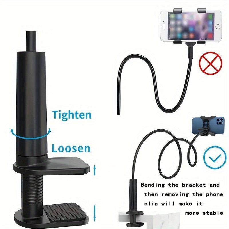 Adjustable Mobile Phone Holder with Clamp for Bedside and Desktop Use