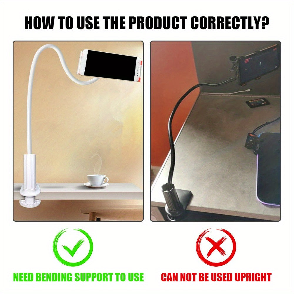 Adjustable Mobile Phone Holder with Clamp for Bedside and Desktop Use