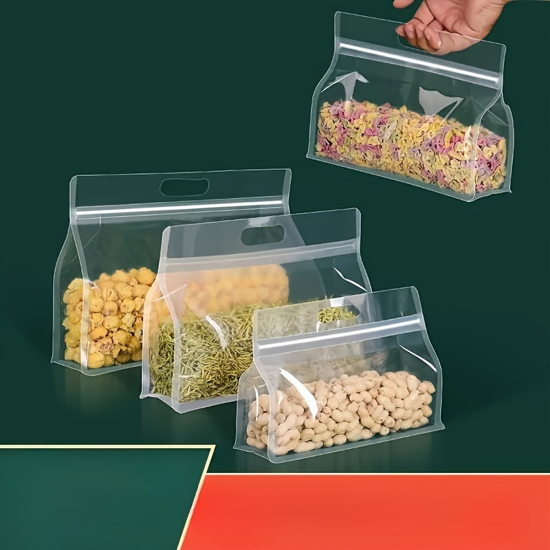 10 Reusable Food Storage Zipper Bags Transparent Thick Plastic for Snacks Mushrooms Noodles