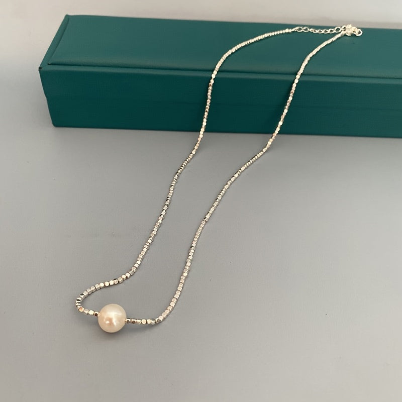 Chic Freshwater Pearl Lariat Necklace, Ayollar uchun zamonaviy marvarid zargarlik buyumlari, Har kuni kiyish va maxsus tadbirlar uchun ideal, O'ziga xos xususiyatlarga ega haqiqiy marvaridlar, Ajoyib 14-fevral sovg'asi