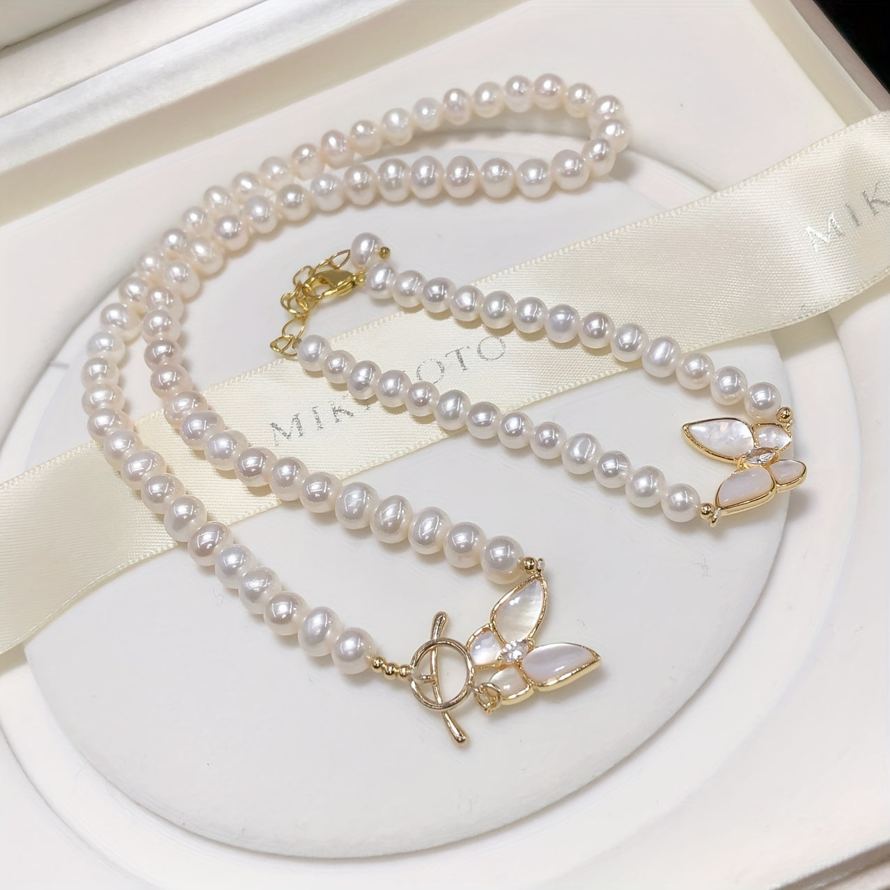 Freshwater Pearl Jewelry Set Necklace and Bracelet Boho Style for Women