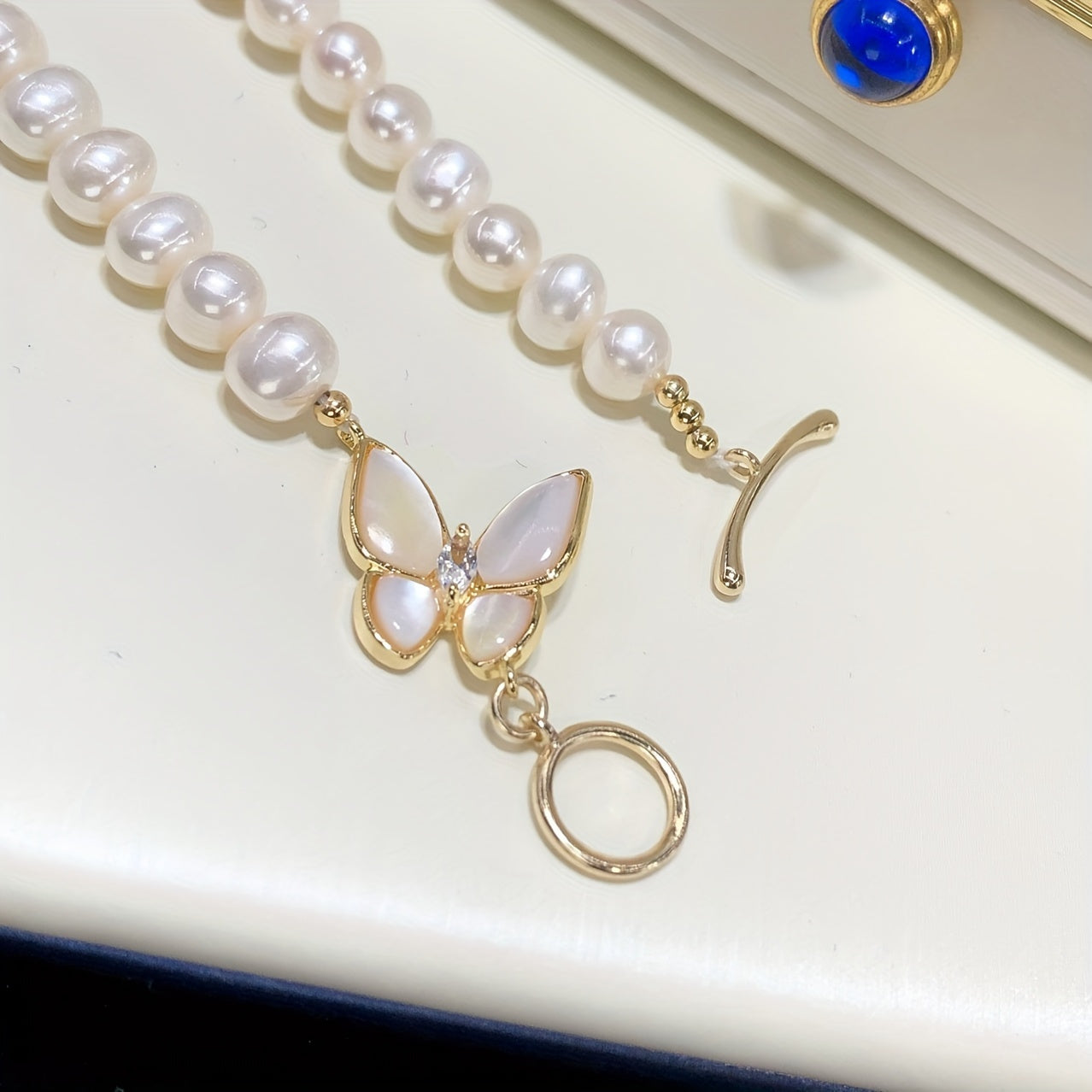 Freshwater Pearl Jewelry Set Necklace and Bracelet Boho Style for Women