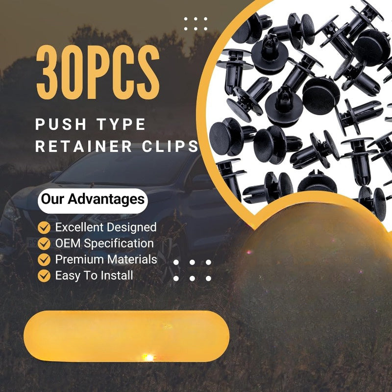 30pcs Push-Type Fender Liner Retainer Clips Durable Nylon for Car Trim Panel
