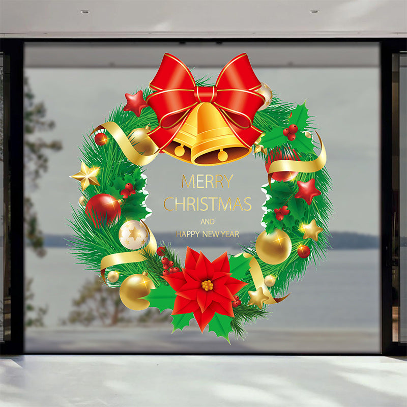 Festive Static Cling Christmas Wreath Decals for Windows PVC Holiday Stickers