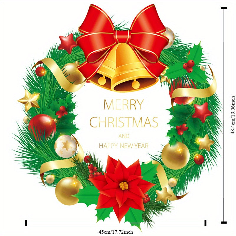 Festive Static Cling Christmas Wreath Decals for Windows PVC Holiday Stickers