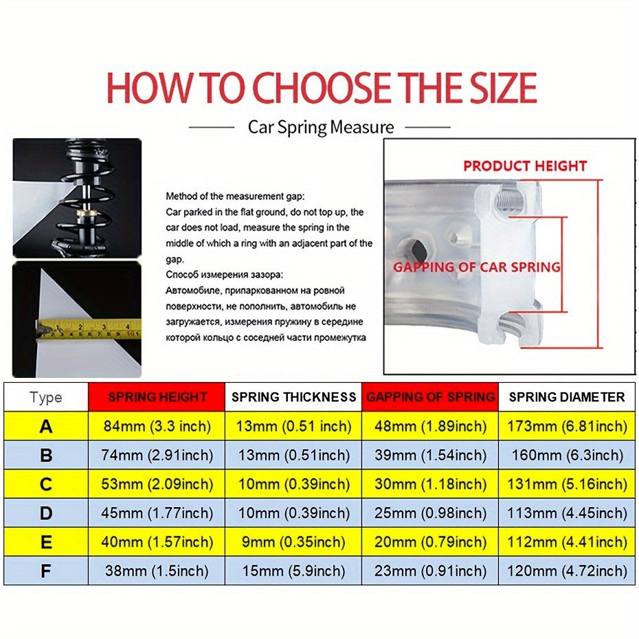 2PCS Amortiguadores de resorte de choque para coche, protectores duraderos de uretano, topes de coche