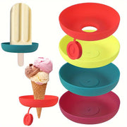 Juego de 4 agarradores de silicona para helados, portadores sin goteo para fiestas de verano