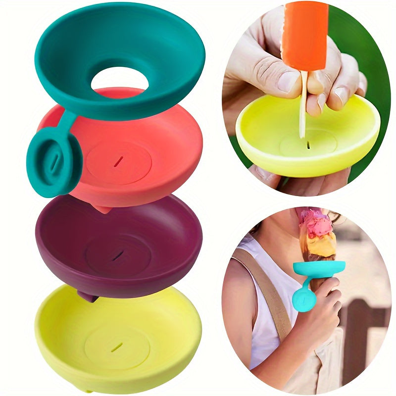 Juego de 4 agarradores de silicona para helados, portadores sin goteo para fiestas de verano