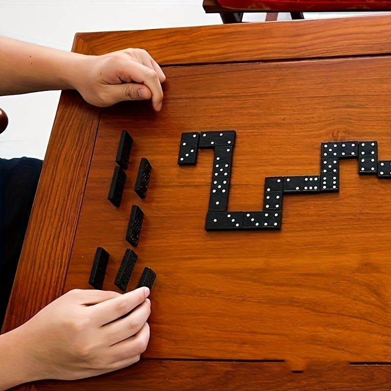 28-Donali yog'och domino o'yini taxtasi, ochiq havoda sayohat va tabiatda o'ynash uchun, qora