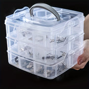 Acrylic Organizer Box with 3 Tiers Adjustable Compartments for Jewelry and Accessories