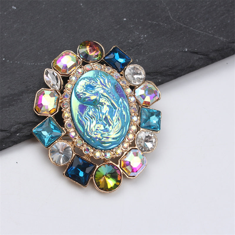 Luxury Enamel Mermaid Brooch for Women Irregular Shape Fashion Accessory Vibrant Corsage