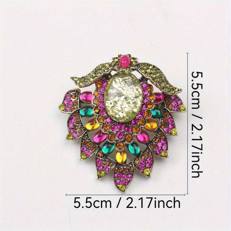 Vintage Cartoon Rhinestone Brooch Enamel Pin for Women Baroque Style Irregular Shape