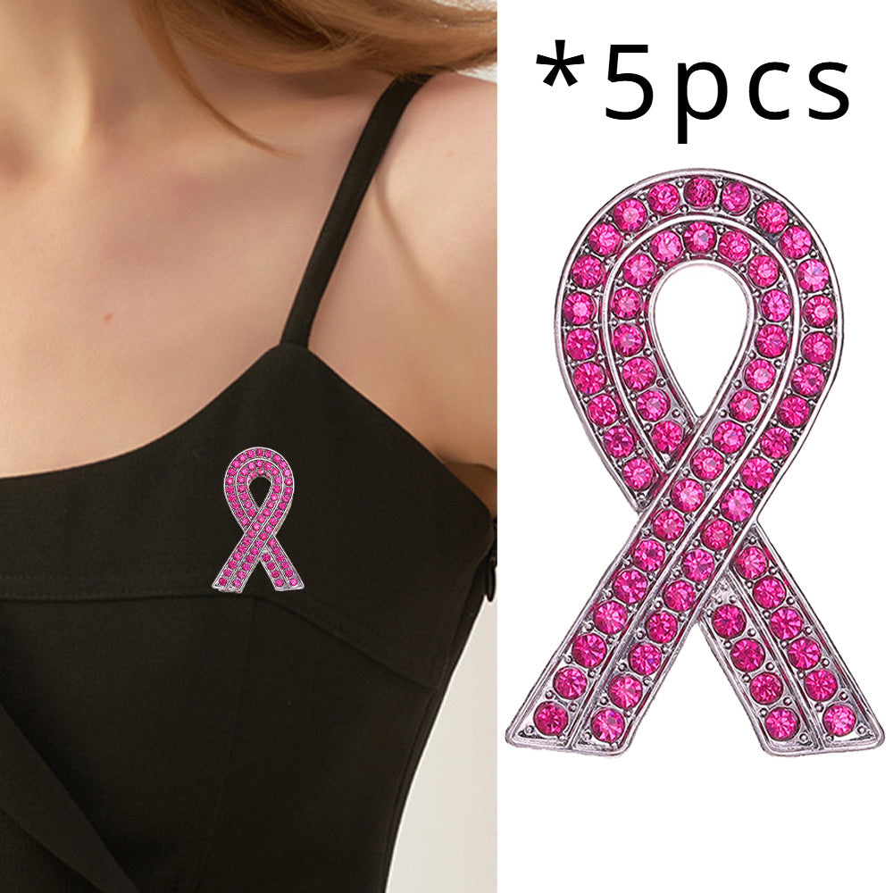 5 ta to'plam: Vintage jozibasi bilan zamonaviy rhinestone lenta broshlar - Ayollar uchun ko'krak saratoni haqida xabardorlik pinlari, kiyimlar va sviterlar uchun ideal