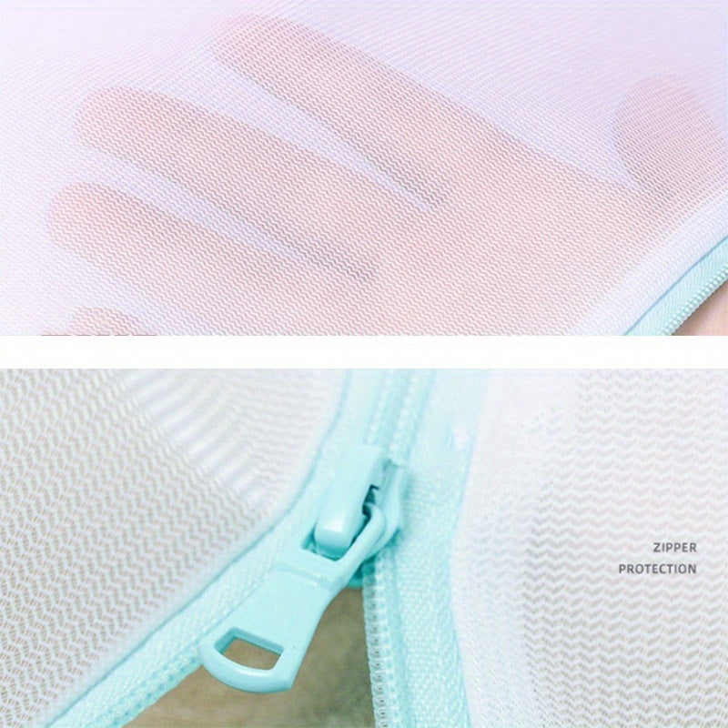 Laundry Bag with Zipper Closure and Mesh Cover, Sturdy Non-Woven Polyester, Rectangle Design