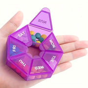 Multicolor Plastic Weekly Pill Organizer 7-Grid Portable Tablet Case