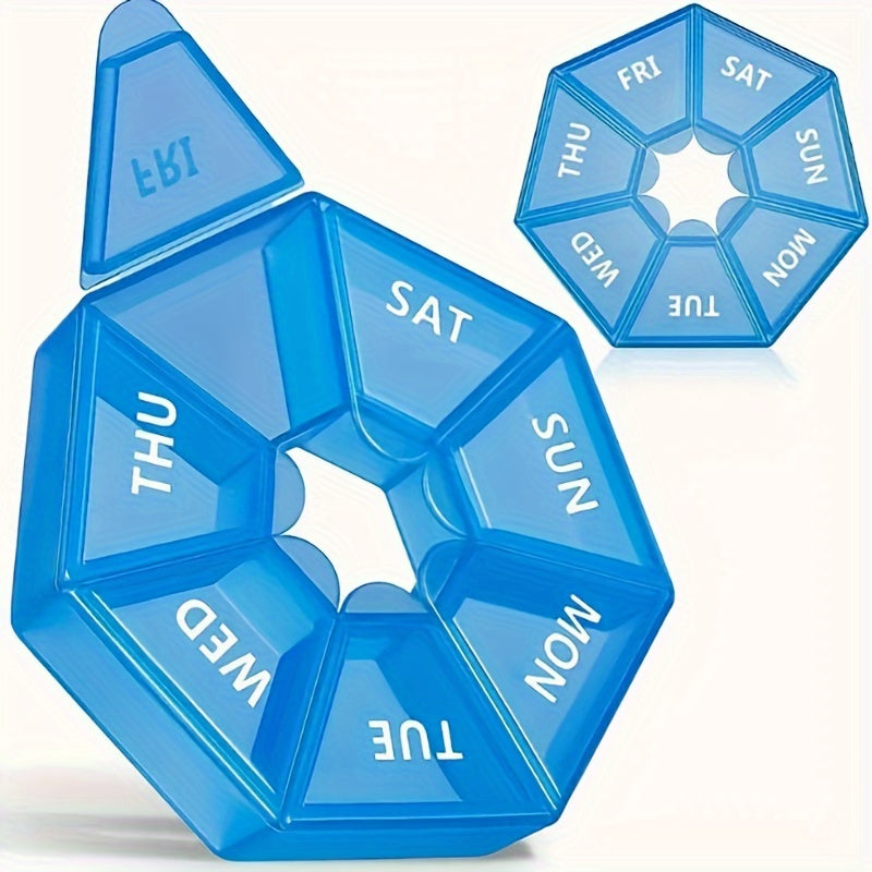 Multicolor Plastic Weekly Pill Organizer 7-Grid Portable Tablet Case