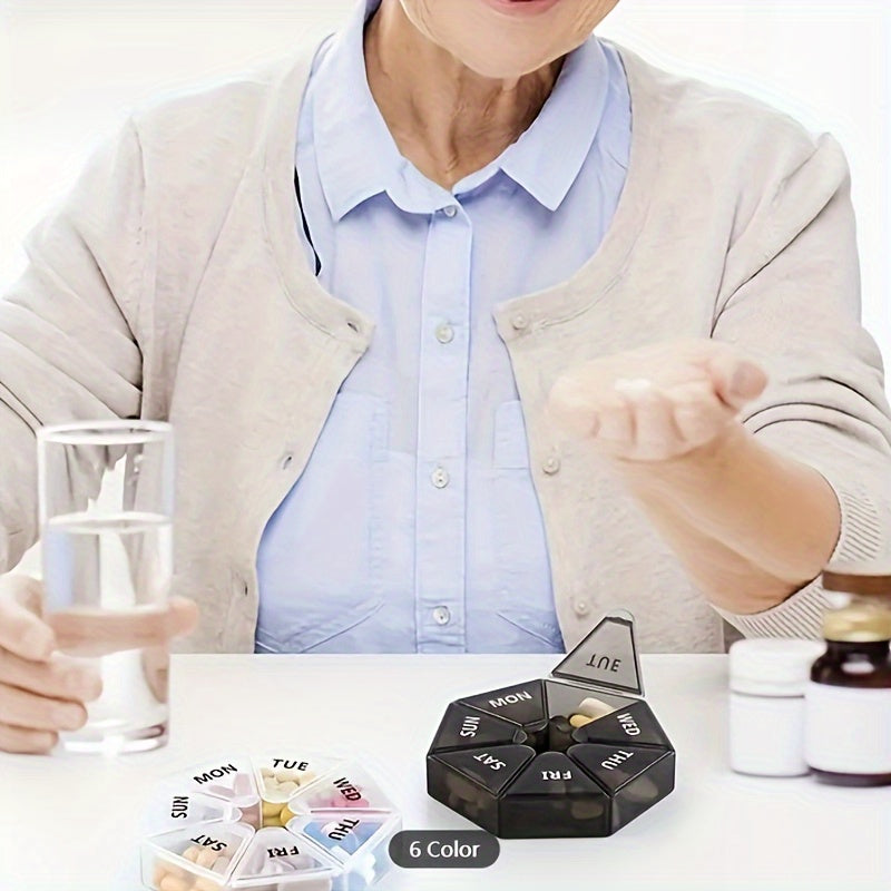 Multicolor Plastic Weekly Pill Organizer 7-Grid Portable Tablet Case