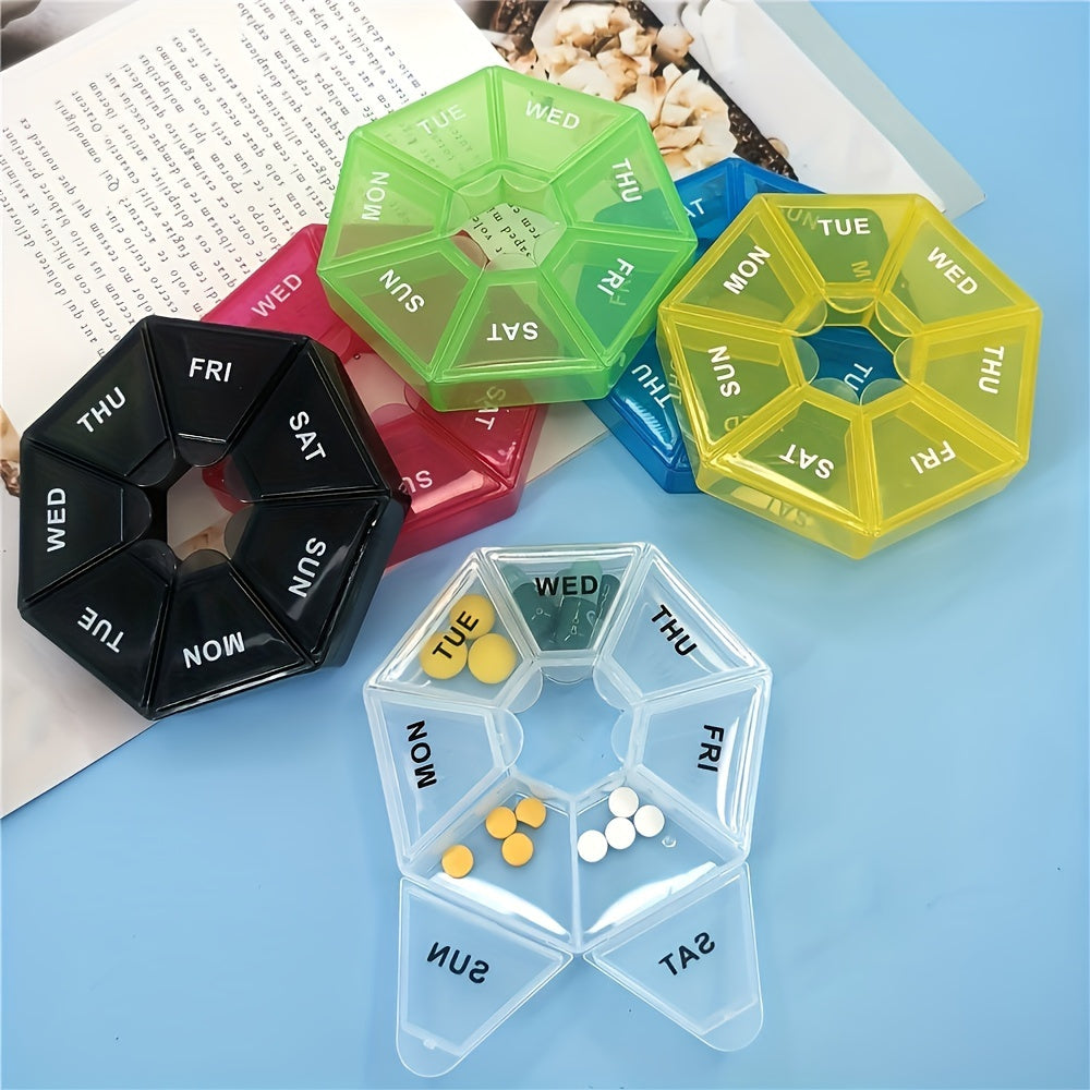 Multicolor Plastic Weekly Pill Organizer 7-Grid Portable Tablet Case