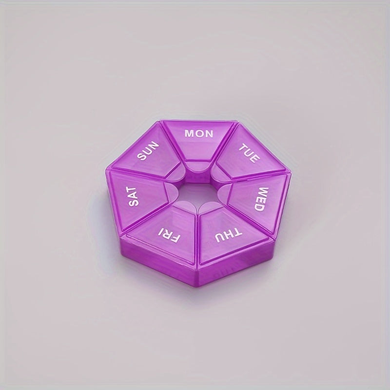 Multicolor Plastic Weekly Pill Organizer 7-Grid Portable Tablet Case