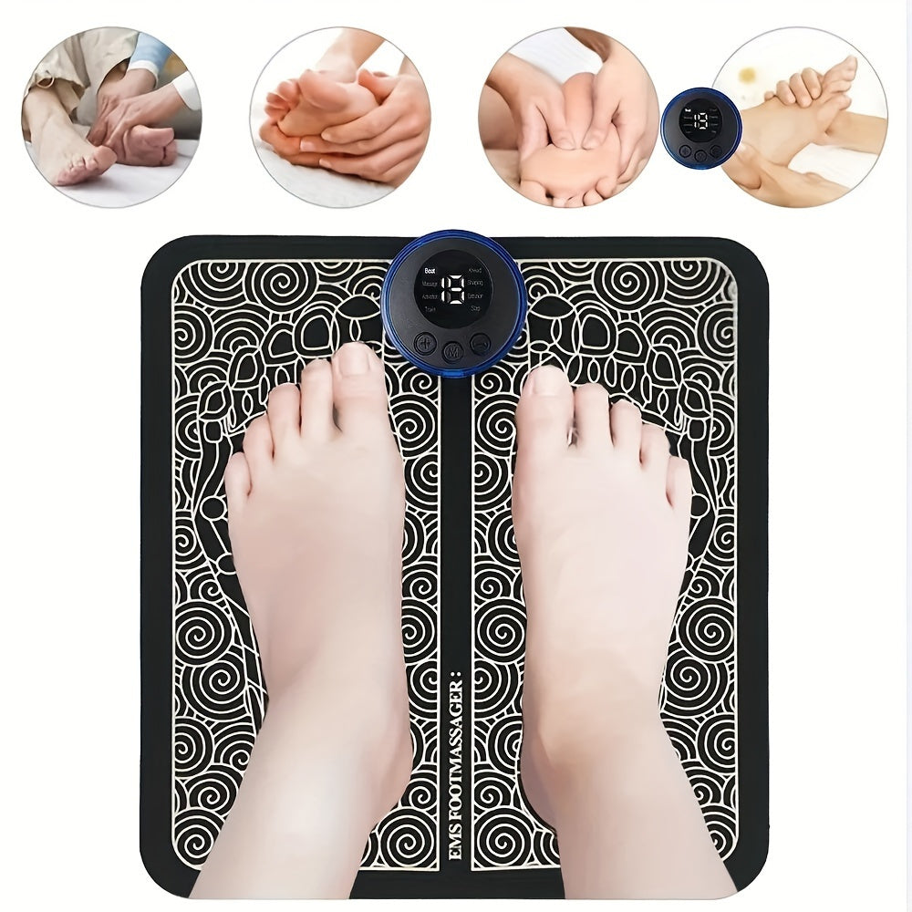 Portable Foot Massager Pad with 19 Levels 8 Modes USB Rechargeable Non-Slip Silicone for Pain Relief and Sleep Improvement