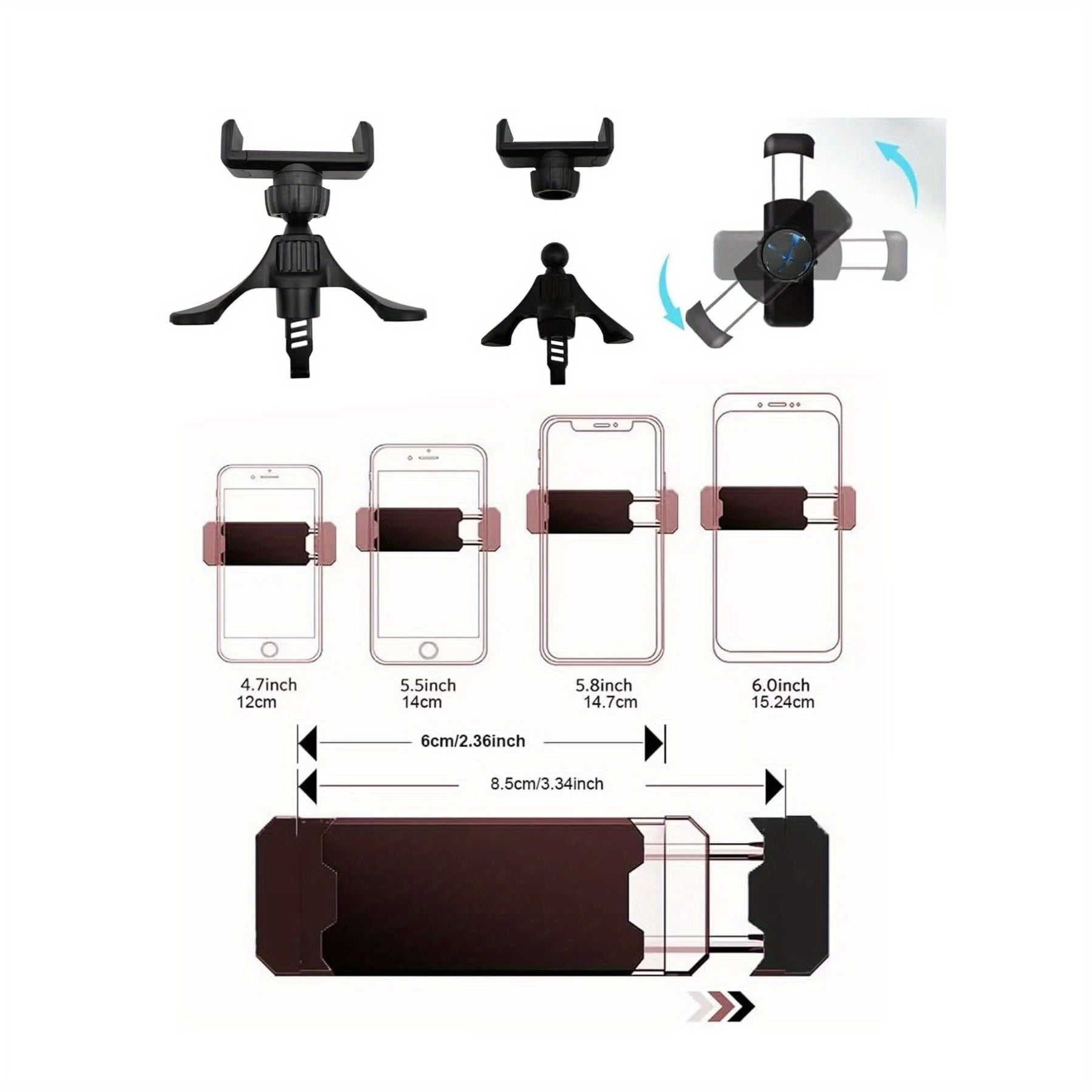 Soporte para teléfono de coche para MINI Countryman R55 R56 R60 R61 R57 R58 R59 negro ajustable