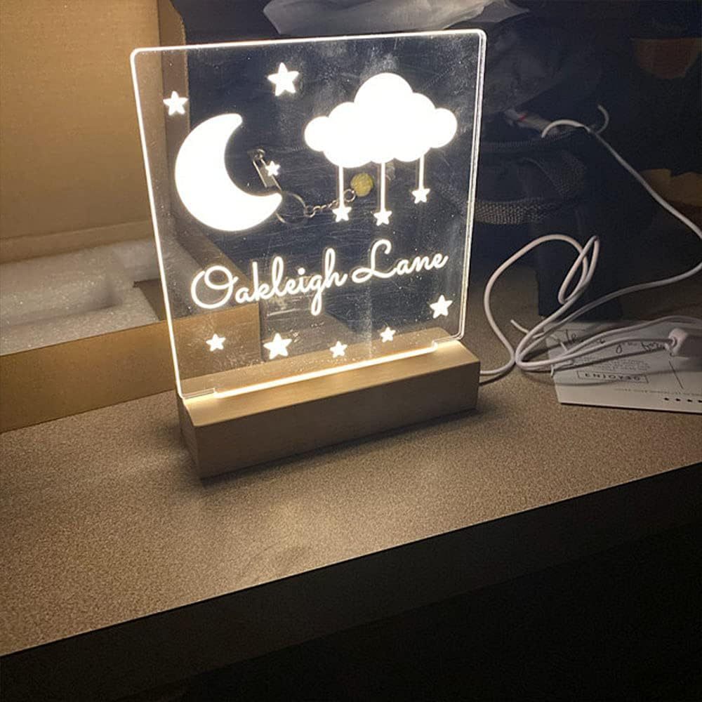 Custom LED Night Light Moon and Stars USB Desk Light Personalized Gift