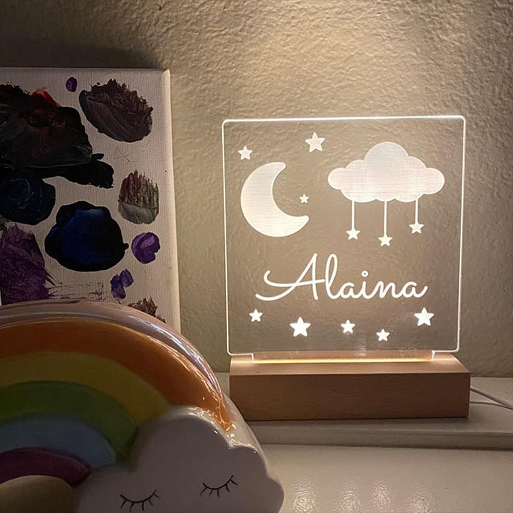 Custom LED Night Light Moon and Stars USB Desk Light Personalized Gift