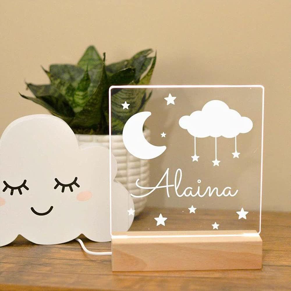 Custom LED Night Light Moon and Stars USB Desk Light Personalized Gift