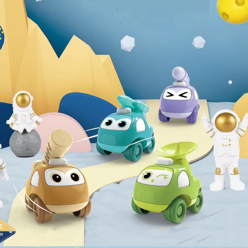 3-6 yosh uchun bolalar uchun plastik o'yinchoq transportlar to'plami, yong'in mashinasi, yuk mashinasi va kosmik avtomobil bilan