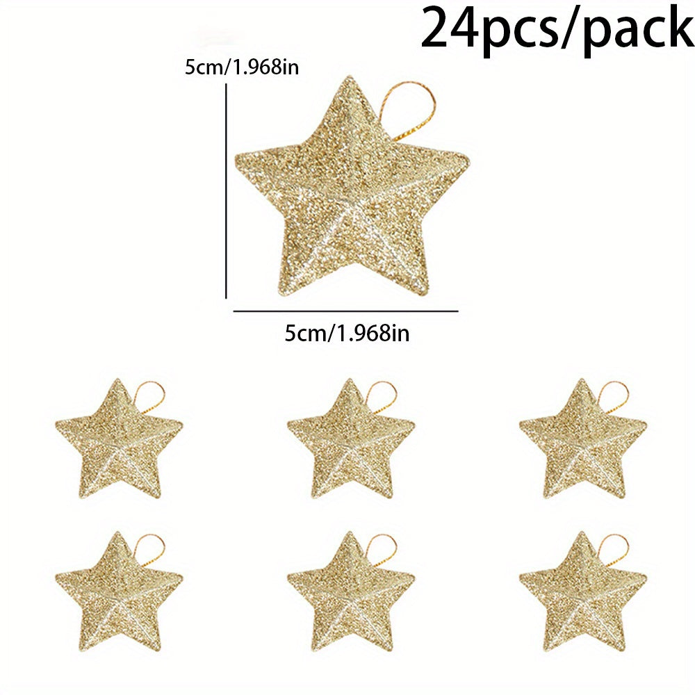 Golden Glitter Star Ornaments for Christmas Tree Decorations 2025