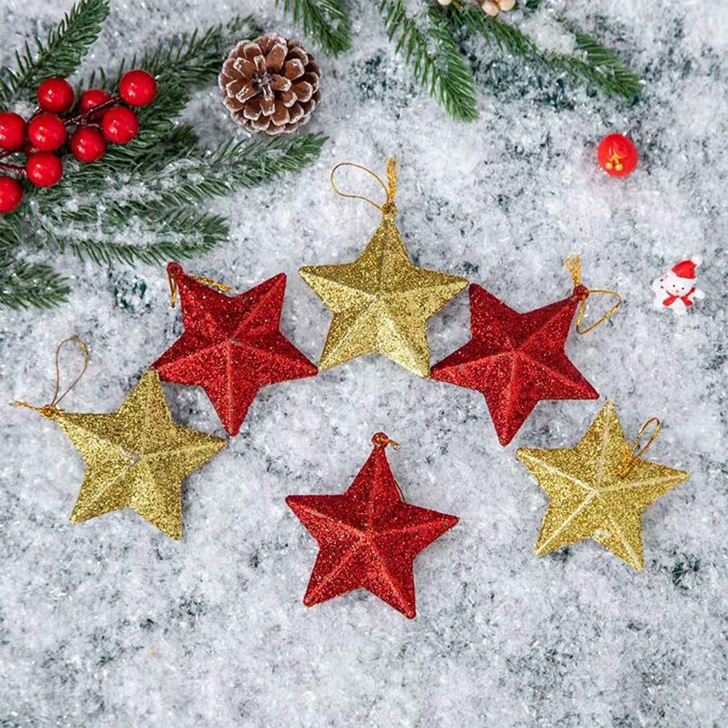 Golden Glitter Star Ornaments for Christmas Tree Decorations 2025