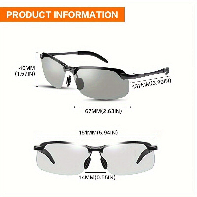 Unisex Zinc Alloy Photochromic TAC Night Dual-Vision Glasses Casual Style