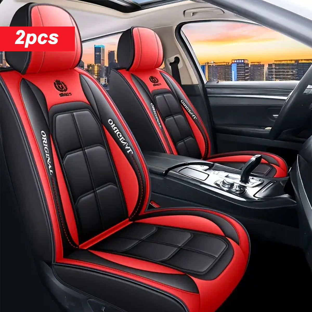 Fundas de asiento de coche de cuero PU de lujo para asientos delanteros, ajuste universal para sedanes, SUVs, camionetas