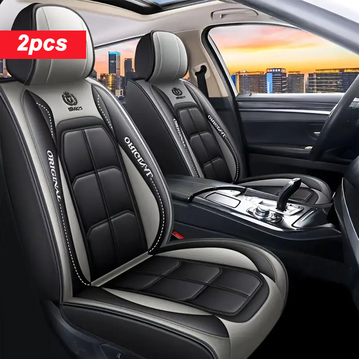 Fundas de asiento de coche de cuero PU de lujo para asientos delanteros, ajuste universal para sedanes, SUVs, camionetas
