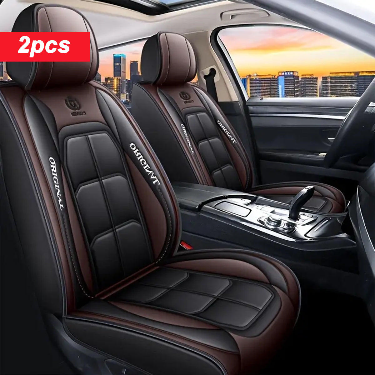 Fundas de asiento de coche de cuero PU de lujo para asientos delanteros, ajuste universal para sedanes, SUVs, camionetas