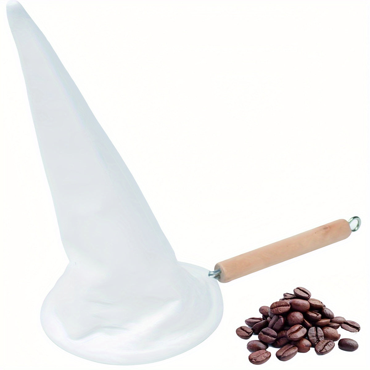 Reusable Coffee Filter Mesh with Wooden Handle Non-Woven Fabric