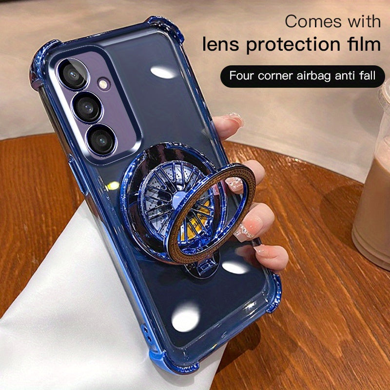 Galaxy S20 S21 S22 S23 S24 5G Ultra Plus Phone Case with Spinning Gyro Electroplating Bracket and Camera Protection