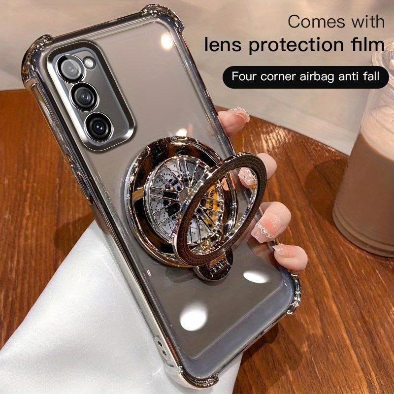 Galaxy S20 S21 S22 S23 S24 5G Ultra Plus Phone Case with Spinning Gyro Electroplating Bracket and Camera Protection