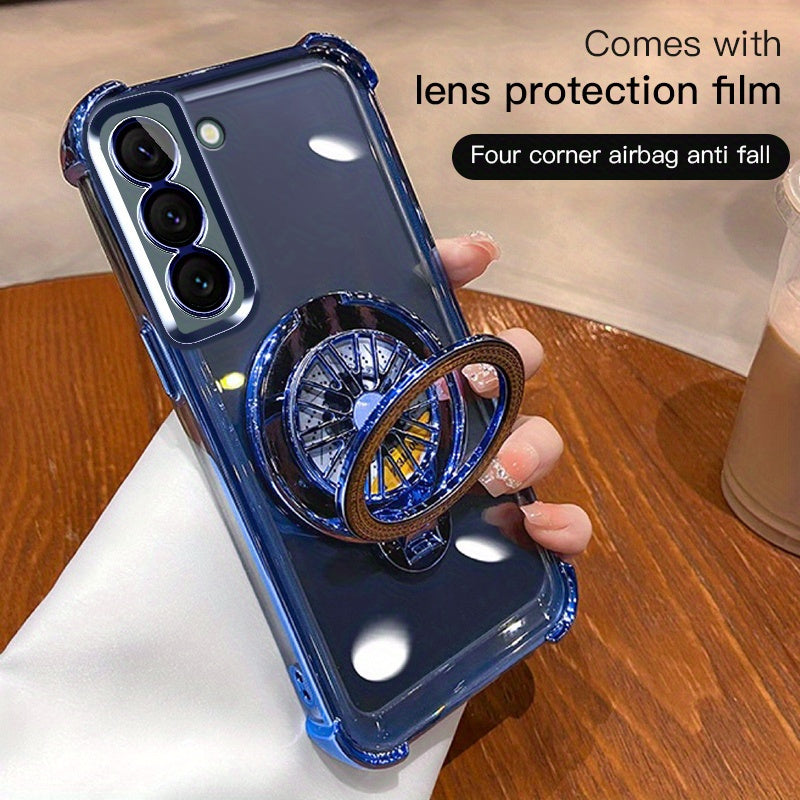 Galaxy S20 S21 S22 S23 S24 5G Ultra Plus Phone Case with Spinning Gyro Electroplating Bracket and Camera Protection